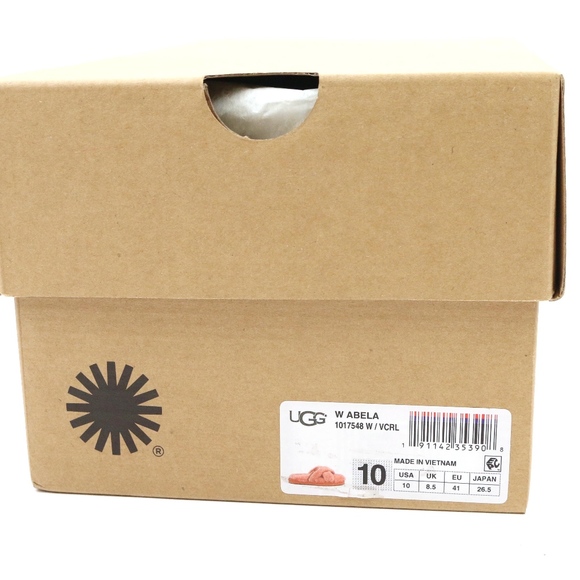 UGG Australia Abela Vibrant Coral Sheepskin Slides - Picture 6 of 6